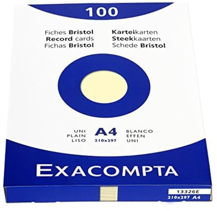 Exacompta Box 100 Karteikarten Blanko Ungelocht Gelb 210x297 mm