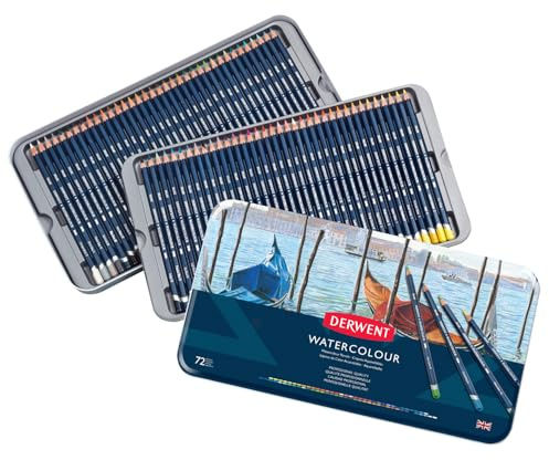 Derwent Colored Pencils, WaterColour, Water Color Pencils, Drawing, Art, Metal Tin, 72 Count (32889)