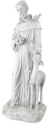 Design Toscano KY1336 religiös trädgårdsdekor staty, 66 cm, polyresin, grå, 94 cm