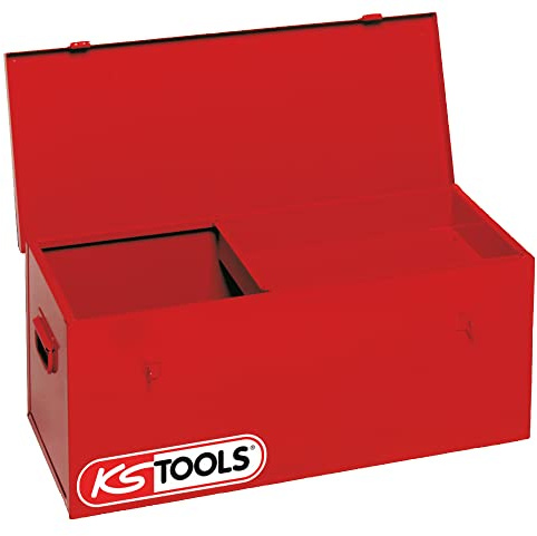 KS Tools 999.0195 - Coffre de chantier avec plateau - 1000 x 480 x 365 mmFermeture métallique - Cadenassable - Poignées renforcées - Plateau amovible inclus
