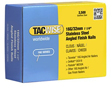 Tacwise 1222 Typ 16G / 32 mm Edelstahl-Stauchkopfnägel, 20°, 2500 Stück | 20° Abgewinkelt