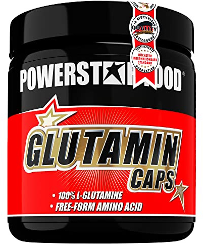 Powerstar GLUTAMIN CAPS 300 Kapseln - hochdosiert 6800 mg pro Portion | Semi-essentielle Aminosäure reines L-Glutamin für Muskelaufbau und Regeneration - Kapseln Pharmaqualität