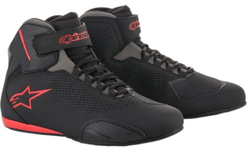 Alpinestars Sektor Vented Street Motorradschuh für Herren, Schwarz/Grau/Rot, Größe 45
