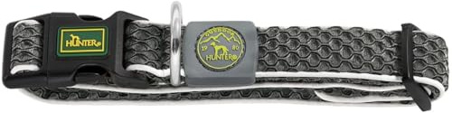 HUNTER Hilo Vario Basic Hundehalsung | innovatives 3D-Mesh-Material, atmungsaktiv, reflektierend, stufenlos verstellbar, Farbe: Anthrazit, Größe: M-L