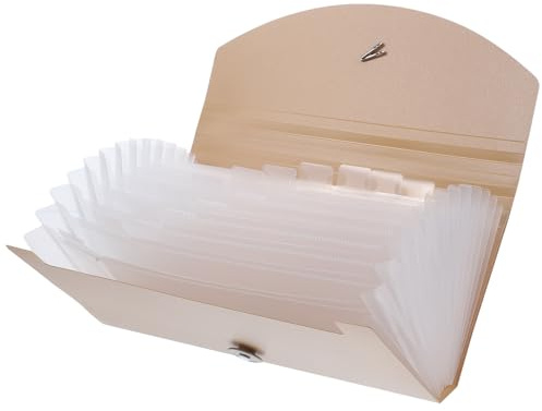 Expanding Fächermappe Ordner,kleine Akkordeon-Datei Ordner Organizer mit 13 Taschen für Quittungen Checks Karten (Khaki)