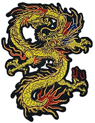 Egurs Aufnäher Patches Chinesischer Drache Drachen Stickerei Applikationen 23 * 16cm | Detailreiche Drachenstickerei, Einfach Aufzubügeln oder Aufzunähen, für Jacken Jeans Taschen Kleidung
