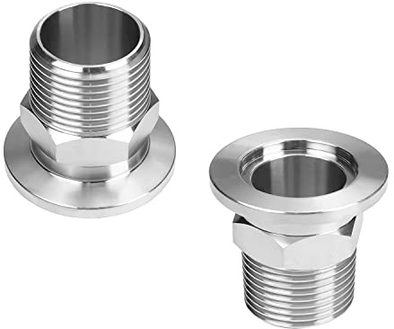 Othmro 2 Stück 3/4PT Hex Außengewinde Dichtungen Adapter Flansch, Sanitärarmatur KF25-3/4 Tri Clamp Edelstahl Fitting Nahtloser Rundschlauch Schlauch