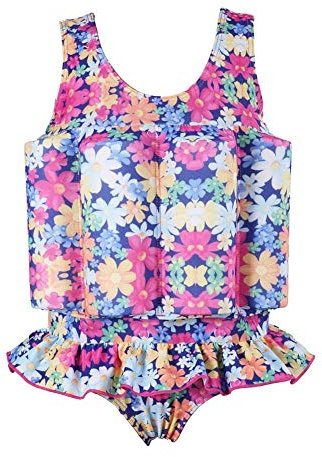 Kid Boy Girl Toddler Floatation Swimsuit with Adjustable Buoyancy Baby Summer Training Float Suit Swim Vest Life Jacket Floating One Piece Swimwear Safety Pool Bathing Suit Swimming Colorful 18-24M
