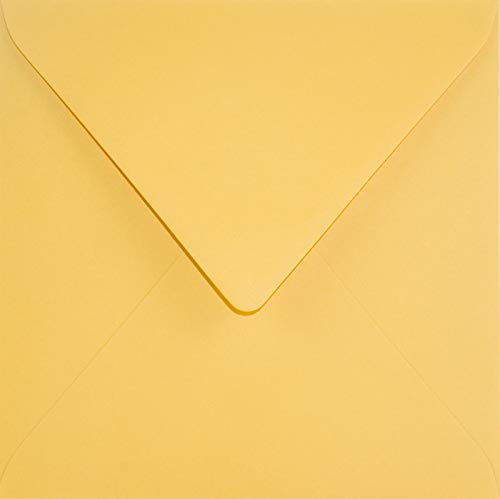 Netuno 25 Kuverts Sonnen-Gelb quadratisch 15,3x15,3 cm stilvoll und fein | 120g Keaykolour Indian Yellow · edle gelbe Umschläge für Ostern, Geburtstag, Frühling, Einladungen & Grußkarten