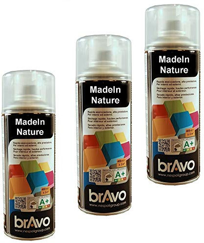MadeInNature 3 x 400 ml Sprühfarbe Sprühlack Farblos matt Satin Glanz Innen und Außen 400 ml (Satin Lack 180404 3er Pack)