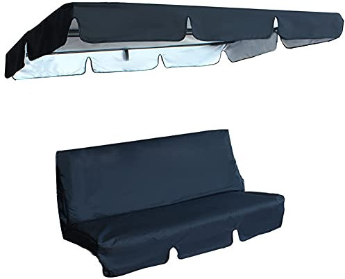 Herbests Ersatzdach für Hollywoodschaukel 3 Sitzer, UV-Schutz Wasserdicht und Sonnenfest Ersatz Bezug Sonnendach Schaukel Dach-Plane für Garten-Schaukel Hollywoodschaukel,Schwarz,190x132cm