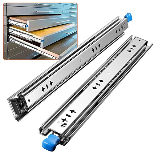 GETLITOOL 1 Paar (2 Stück) Schwerlast Schubladenschiene 500 mm, Schwerlastauszüge Vollauszug mit Lock-in/out Einrastfunktion Schwere Kugellager Schubladenschienen inkl. Schloss bis 120KG Tragkraft