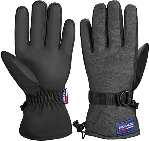 BRUBAKER Winterhandschuhe Wasserdicht und Winddicht - Herren und Damen Handschuhe für kalte Tage - Extra Warme Thermo Skihandschuhe für Ski Snowboard Winter und Schnee - Anthrazit