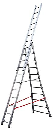 Echelle Transformable Base évasée 3 Plans 3x11 échelons 6,5m/7,3m en alu Hailo Premium