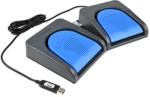 iKKEGOL 2022 USB-omkopplare kontrollpedal, 2 tangenter, pedal med 2 tangenter, anpassat datortangentbord, mus, HID-action (blå pedal)
