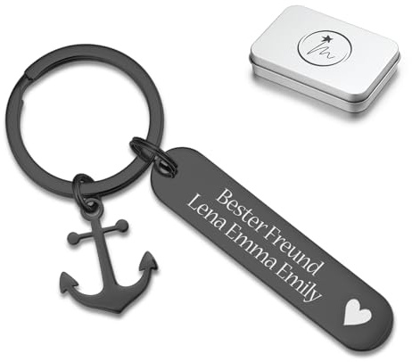 TMT Personalisierte Schlüsselanhänger mit Gravur in Schwarz und Silber | Glücksbringer Schlüsselanhänger | Bester Papa Geschenke | Schlüsselanhänger Auto | Vatertagsgeschenk personalisiert für Opa