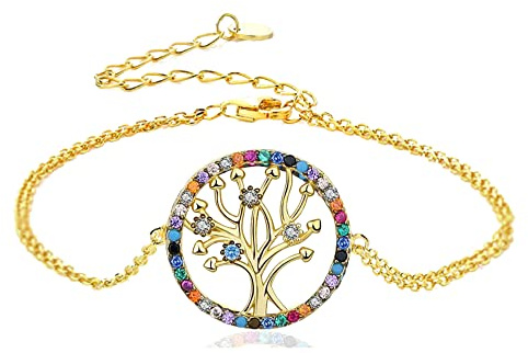 VICKWOOD Chaîne Arbre de vie Arbre de Vie Bracelet Femme Collier Avec Pendentif Arbre de vie en Argent 925 Sterling en Or ou Argent Cadeau pour Femme