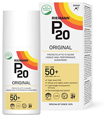 RIEMANN P20 Original SPF50 +Plus Spray 200ml, Advanced Sunscreen Protection High Performance Triple Protection, Sweat Resistance, Protects up to 10 Hours, Very Water Resistant, High UVA Protection