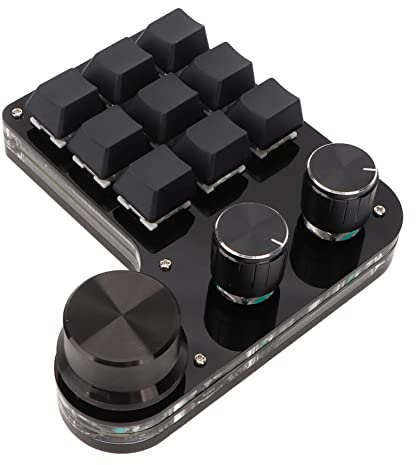 Bewinner Einhändige Makromechanische Tastatur, 9 Tasten, RGB Hintergrundbeleuchtung, Mini Gaming Tastatur, Blauer Schalter, 9 Voll Programmierbare Tasten, Gaming Tastatur mit 3 Knöpfen für