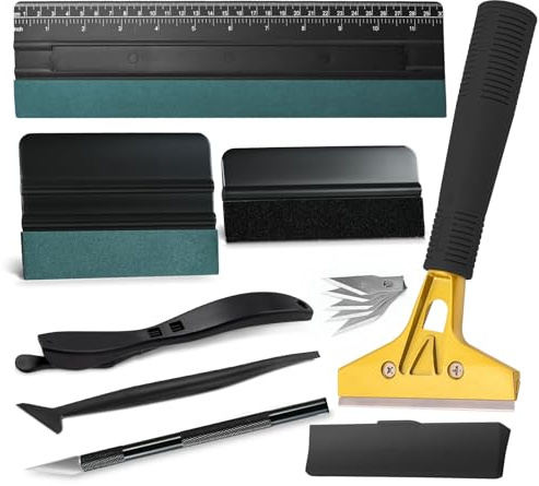 NEWISHTOOL Window Film Kit Vinyl Wrap Tools Includes Razor Scraper, Film Cutter, Ruler Squeegee and Tint Squeegee for Window Privacy Film Installation, Vinyl Applicator