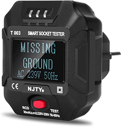 Steckdosentester, LCD-digitalanzeige, Steckdosen-leckschalter-fehlererkennungswerkzeug, Mit RCD-test Und LCD-spannungsanzeige, Für Schule, Labor, Werks-stromkreistester