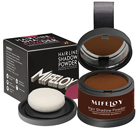 MIFELOY Haaransatz Puder mit Spiegel Schwamm, Braun Unsichtbares Ansatzpuder, Soforteffekt Concealer zur Haarverdichtung für Frauen Männer, Wasserfestes Haar Make-up zum Ansatz kaschieren
