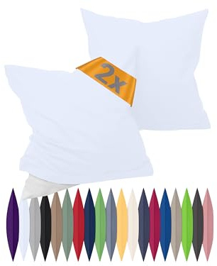 npluseins Renforcé-Kissenbezüge im Doppelpack - 100% Baumwolle - schlicht und edel 698.898, 30 x 50 cm, Weiß | Öko-Tex Standard 100, hautsympathisch, temperaturausgleichend, atmungsaktiv, strapazierfähig, pflegeleicht