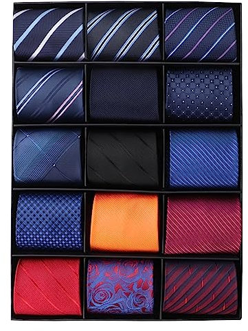 MEIANJU Men's Classic Neck Ties for Men Classy Men's Tie Woven Jacquard Ties Party 15PCS Suit