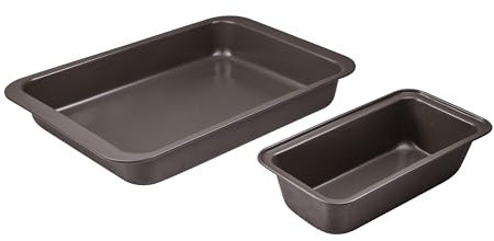 BERGNER BAKING LOVERS - Set 2PC de Horno Acero al Carbono - Incluye Moldes de 42x29x6 cm y 27.5x14x6.8 cm - Ilag Essential de 2 Capas - Diseño Chocolate - Libre de PFOA - Fácil de Limpiar