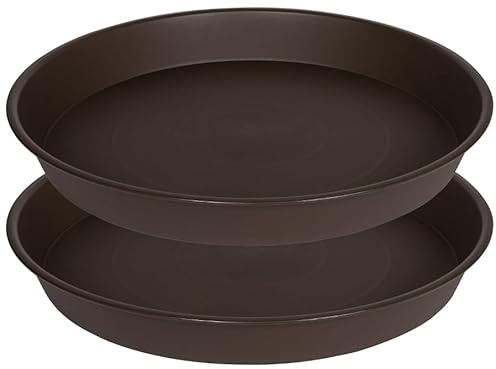 Bleuhome Vogeltränke für den Außenbereich, extra großer Untersetzer, braun, 43,2 cm, 2er-Set