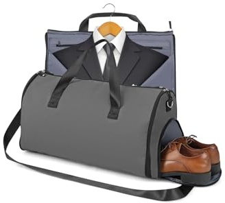 GIANTEX 2-in-1 wandelbare Tragetasche mit Schuhtasche, Reisetasche für Geschäftsreisen/Wochenend/Fitnessstudio 50L für Männer Frauen (Dunkelgrau)