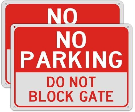 No Parking Do Not Block Gate Signs 35x25cm No Parking Gate Signs Reflective Aluminum Anti UV Protected Metal Sign Waterproof Durable Easy to Install Outdoor Use 2 pack