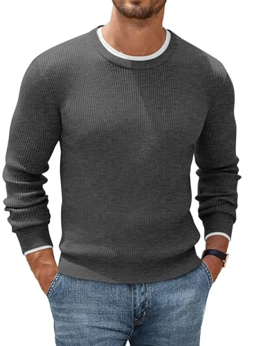 COOFANDY Men's Crew Neck Jumper Lightweight Sweater Knitted | Smart Casual Jumpers for Men UK，Round Neck Long Sleeve Sweater，Casual Business Pullover