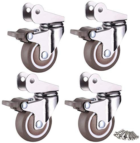 IBOWZ Transportrollen Lenkrollen Lenkrollen,kleine Lenkrollen,Trolley-Räder aus Gummi,bewegliche Lenkrollen,Ersatz-Möbelrollen,Babybettrollen,4 Stück,P-Typ-Halterung,Breite 20 mm