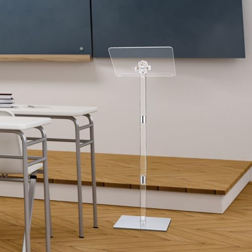 Transparenter Podiumständer aus Acryl, verstellbar und modern, Rednerpult für Kirche, Büro, Klassenzimmer, Hochzeit, Restaurant, professionelle Präsentationsplattform mit Lesefläche