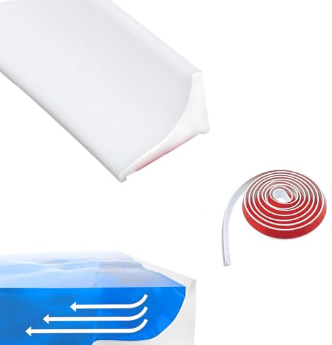 Cotensta 200cm Weiß Schwallschutzleiste Dusche Selbstklebend, Silikon Wasserstopper Dusche Schwallschutz, Duschdichtung Schwallschutz, TüRdichtung Duschwasserstop für Rahmenlose Duschtür