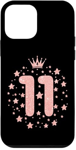 Custodia per iPhone 12 mini 11 corona rosa 11 anni felice 11° compleanno ragazza bambini