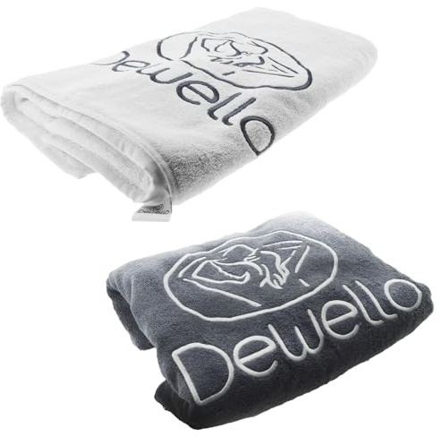 Dewello® Saunahandtuch Handtuch aus Baumwolle, Frottee 75x200 cm, grau | Saugfähige Zwirnfrottee-Struktur mit großem Dewello-Stick für Sauna, Dusche, Sport und Wellness
