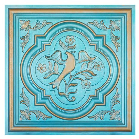 Metalized Ceiling Tiles, 3D Embossed Wall Panels, for Groggery PL39 Cyan Gold 10tiles/lot