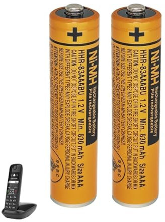 Batterie Ricaricabili AAA 830mah 1,2v per Cordless Gigaset, NI-MH Pile Ricaricabili AAA 830 mah per Panosonic Telefoni Cordless - confezione da 2