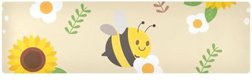 ZRWLUCKY Bee Happy Good Luck - Sottopentola con girasole e fiori carini, per piatti caldi, decorativo, protezione dal calore per piani di lavoro e runner da tavola impermeabile per piatti caldi, 90 x