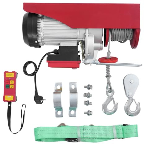 ACROSSPART Cabrestante eléctrico, polipasto eléctrico, polea eléctrica con mando a distancia inalámbrico, cable eléctrico, suspensión simple y doble (250 kg)