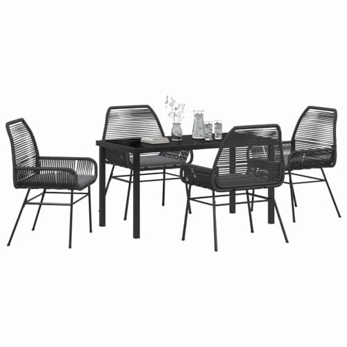 vidaXL Conjunto de Comedor de Jardín 5 pcs Negro ratán sintético, Jardín y terraza, Moderno, Duradero, Materiales Resistentes a UV, Conjunto de Comedor al Aire Libre, Grupo de ratán