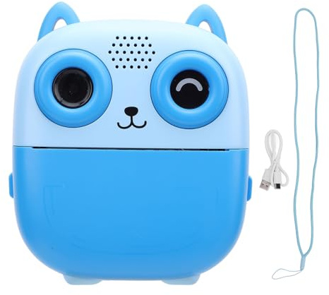 48MP Appareil Photo Numérique 1080p Pression Thermique Appareil Photo Instantanée Écran 2.4 Pouces Musique Gameplay Batterie 1300mAh DIY Graffiti avec Cadre Photo Amusant pour Selfies (Bleu)