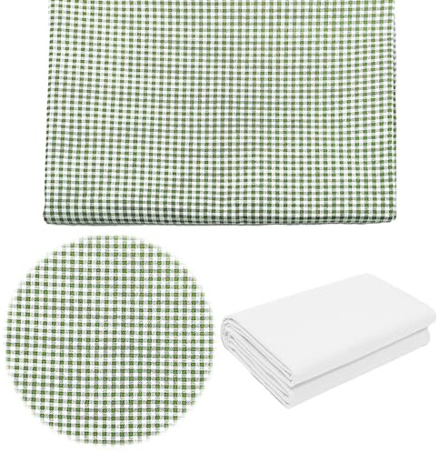 Tela De Algodón a Cuadros Vendida Por Metro De 100 cm x 160 cm De Ancho Con Cuadros Rústicos Para Costura Decoración Cortinas Cojinesy Delantales (Verde)