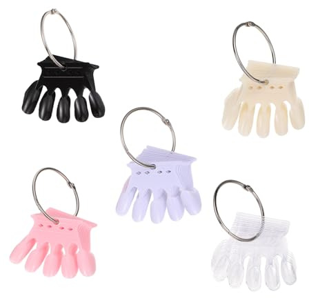 TOGEVAL 5 pièces Présentoirs Ongles Couronne et Inoxydable Supports de Manucure pour Salon Nuanciers Contraste Transparent Naturel Blanc Noir Rose