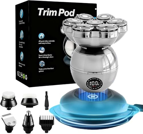 Trimpod 3.0 Il Rasoio Definitivo for Uomini E Donne, Trim Pod 3.0 Rasoio Con Testina Di Ricarica Wireless Con 7 Testine Rotanti Galleggianti, Impermeabile IPX7