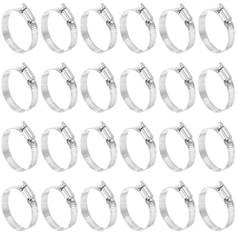 sourcing map 25 Pcs Hose Clamp 1-5/16-2-1/4 (33-57mm) 304 Stainless Steel Adjustable Worm Gear Hose Clamp Assortment Kit for Fuel Line Pipe Plumbing Automotive Tube Mechanical