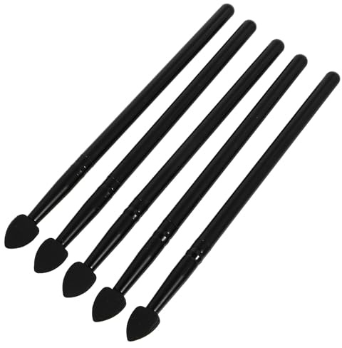 HOMSFOU Brochas de Silicona Diseño Ergonómico y Cómodo para Sombras de Ojos Mango de Aluminio y Plástico Juego de 5 para Maquillaje Profesional y Uso Diario