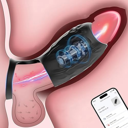 Vibrator Sex Toys for Men Cock Ring Penis Sleeve Sex Toyscouples for Women Penis Ring Vibrators App Control with 10 Power Modes,Male Erection with Clitoris Stimulate Adult Toys Men Pleasure